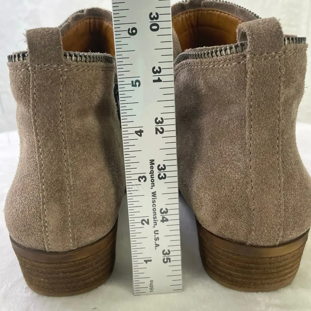 Lucky Brand Women Bartalino Tan Leather Suede Dual Zip 1.5